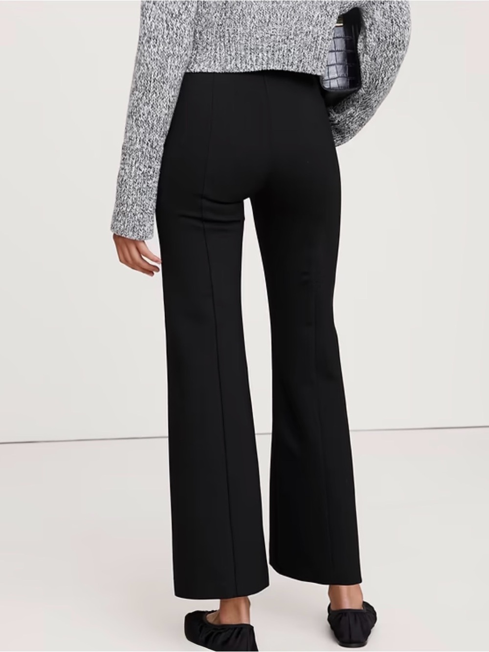 Banana Republic Black Crop Flare Ponte Pants M NWT